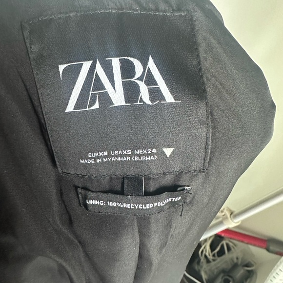 Zara oversized long camel wool checked coat size XS - Picture 4 of 11